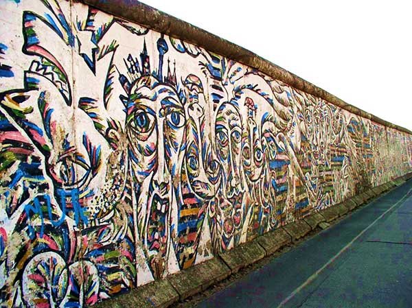 The East Side Gallery section of the Berlin Wall before renovation