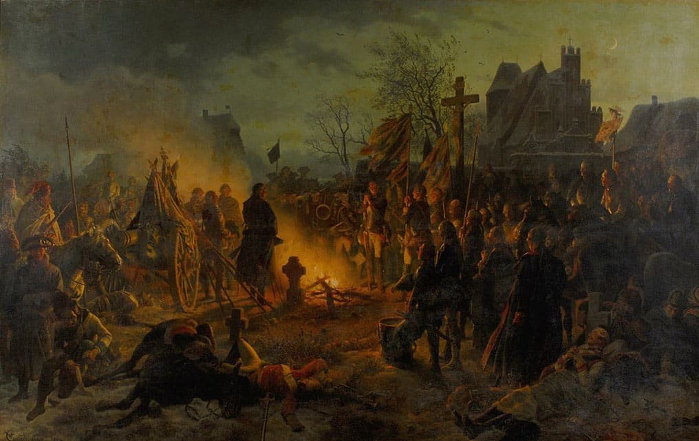 King Frederick the Great of Prussia and his troops on the night of the victory at Leuthen (1757) by Wilhelm Camphausen