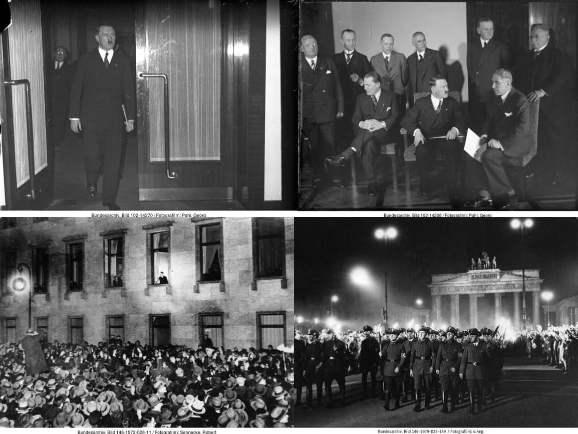 Hitler appears for the first time as German Chancellor and with the new German cabinet/celebrations at the Chancellery and Brandenburg Gate - Bundesarchiv