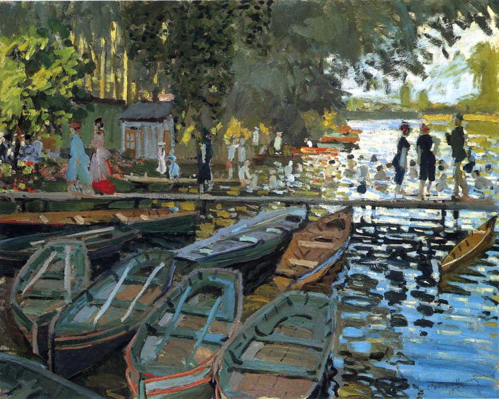 Claude Monet's Bathers at la Grenouillère (1869) - containing brighter Cobalt Blue and darker shades of Prussian Blue