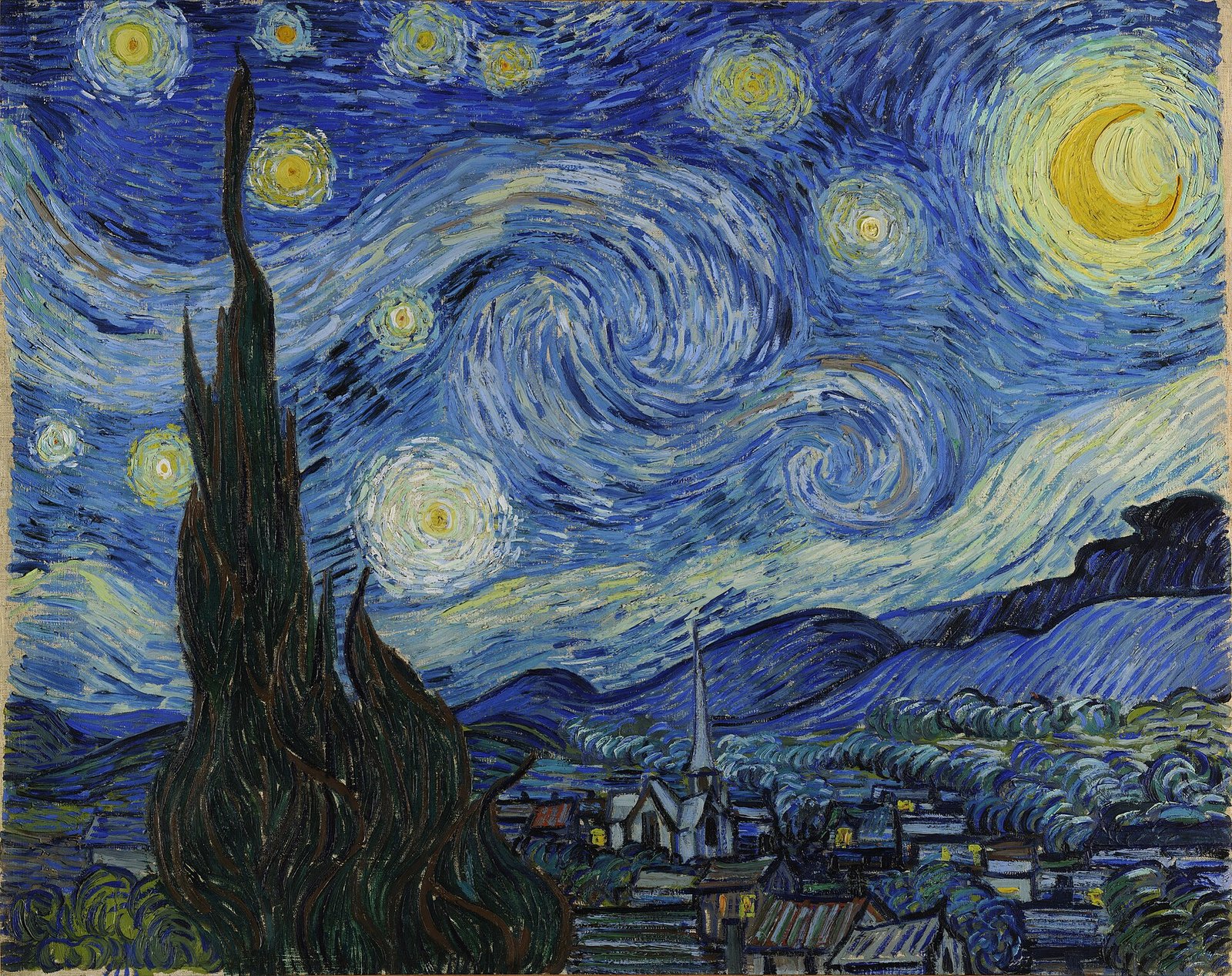 Vincent Van Gogh's Starry Night (1889) - awash with Prussian blue pigment