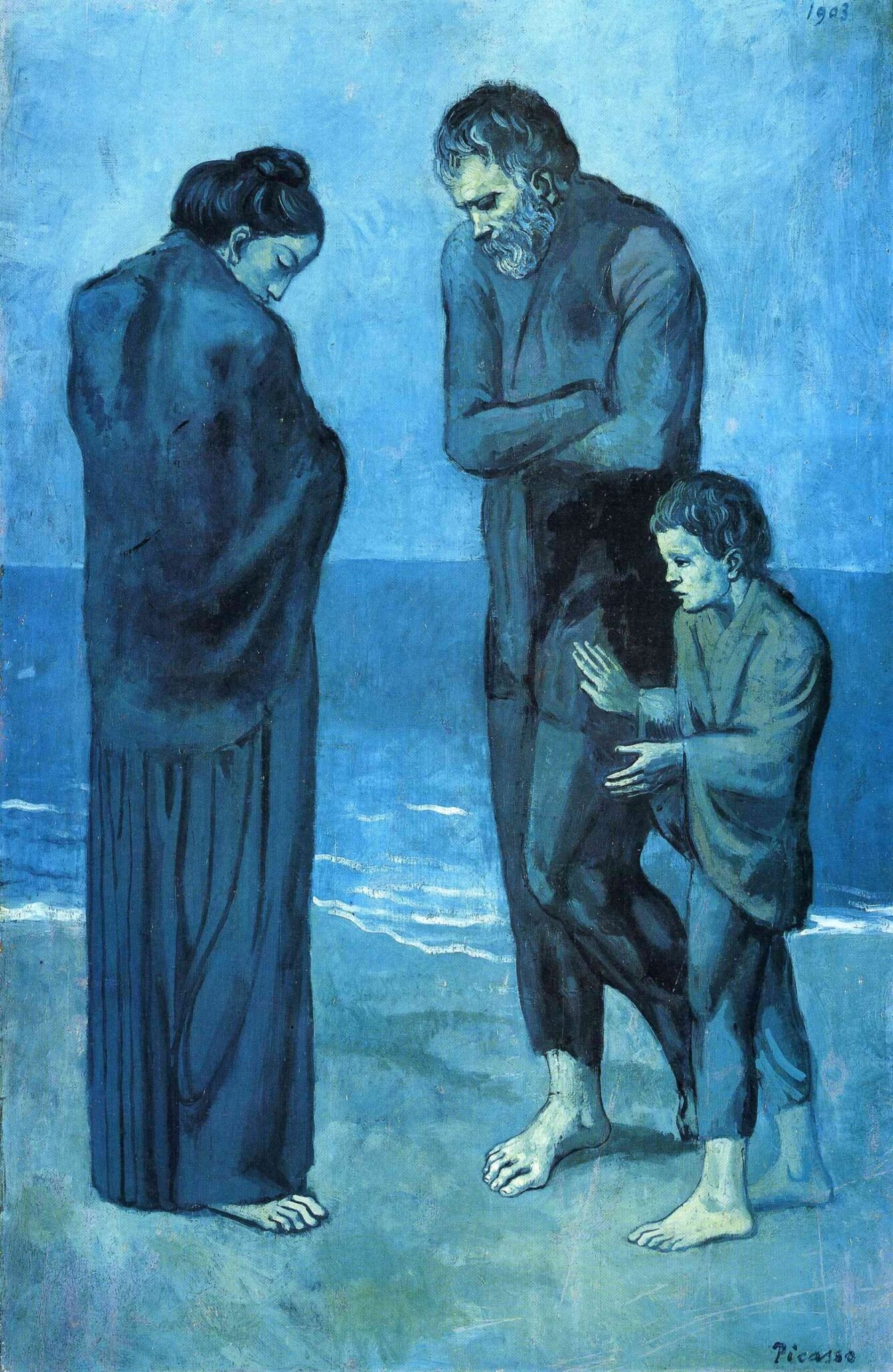 Pablo Picasso's Poor People by the Sea aka The Tragedy (1903) from his 'Blue Period'