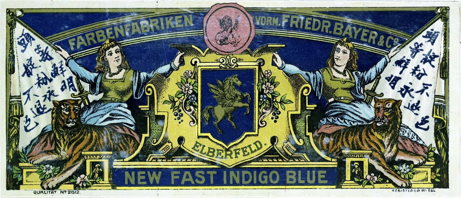Bayer's 'New Fast Indigo Blue' as sold in China in 1885
