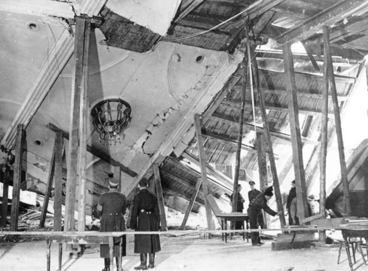 The remains of the Bürgerbrauhalle after an assassination attempt against Adolf Hitler in 1939 - Bundesarchiv, Bild 183-E12329 / Wagner / CC-BY-SA 3.0