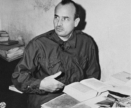 Hans Frank in his cell in Nuremberg in 1945 - Public Domain