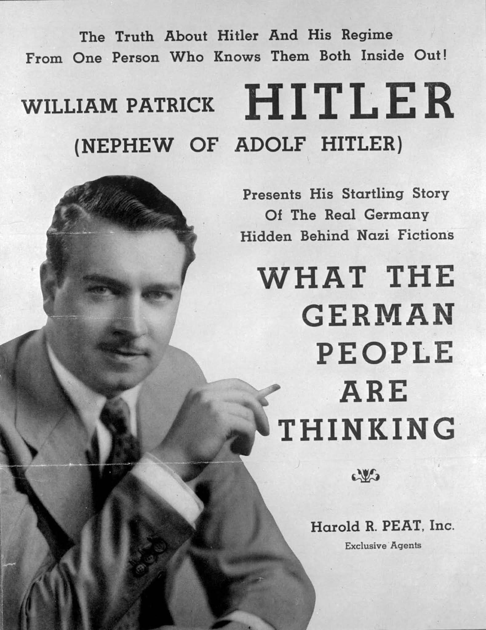 Promotional material from a lecture tour featuring William Patrick Hitler, Hitler's half-nephew - Public Domain