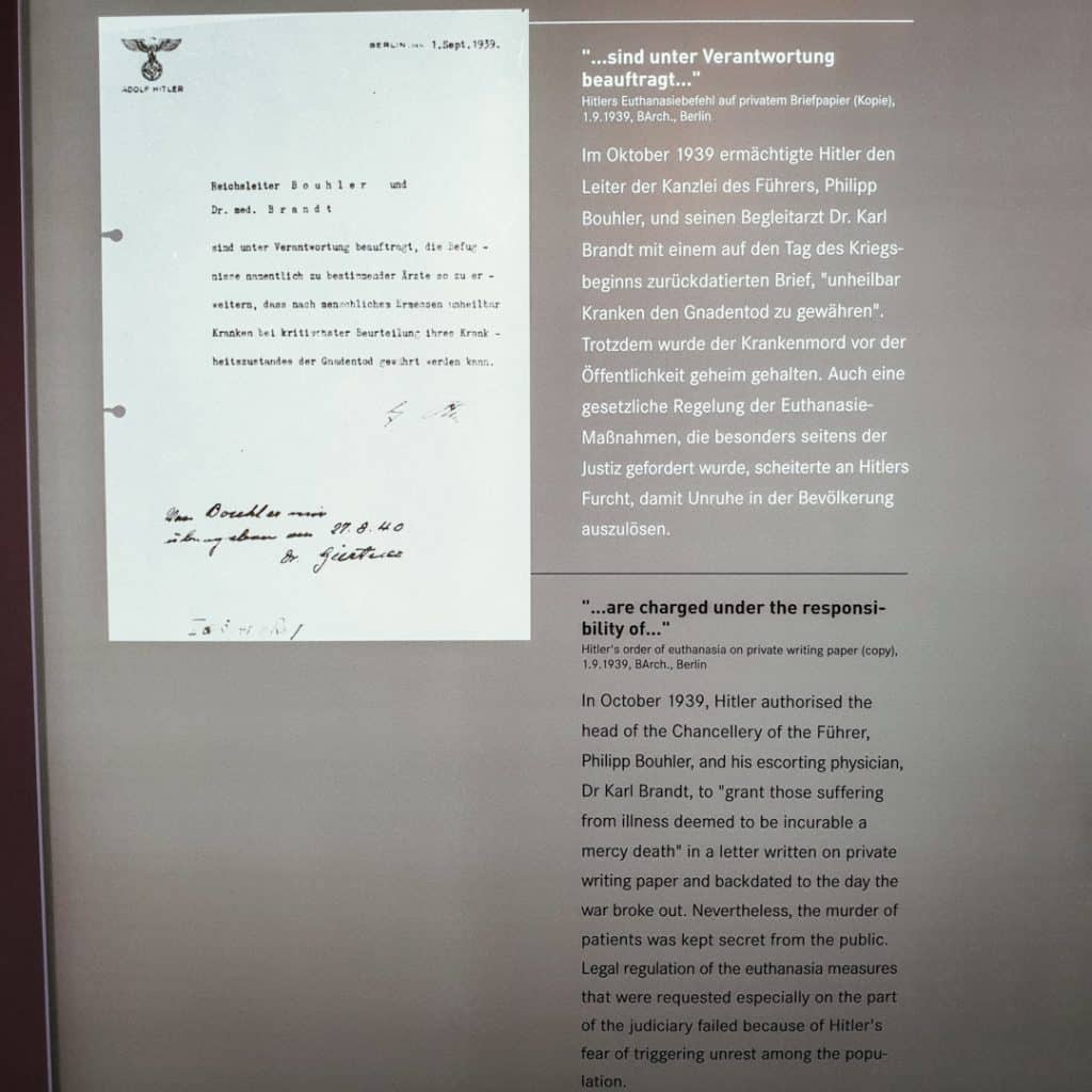 Order from Adolf Hitler at Brandenburg T4 Memorial