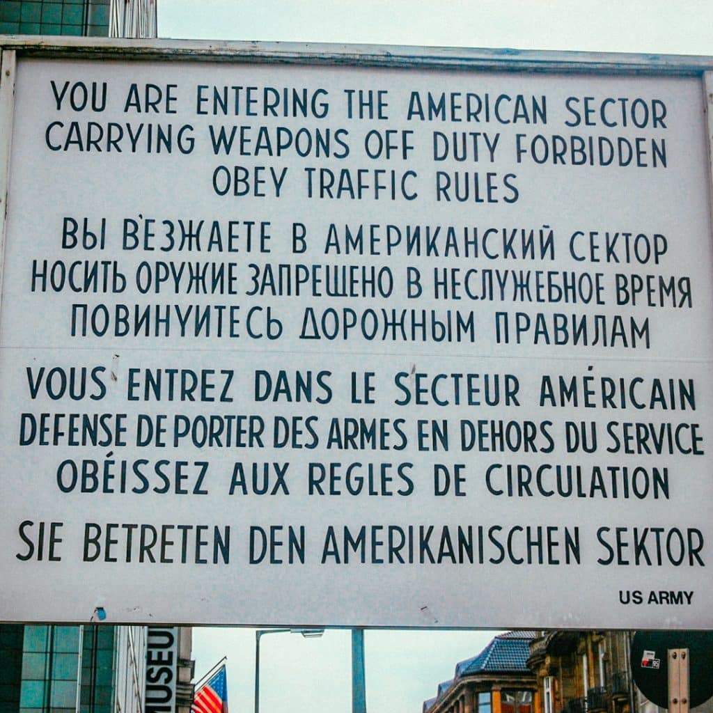 You are entering the American sector sign