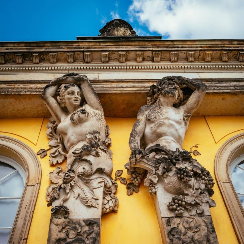 Detail on the building of Potsdam Sanssouci palace