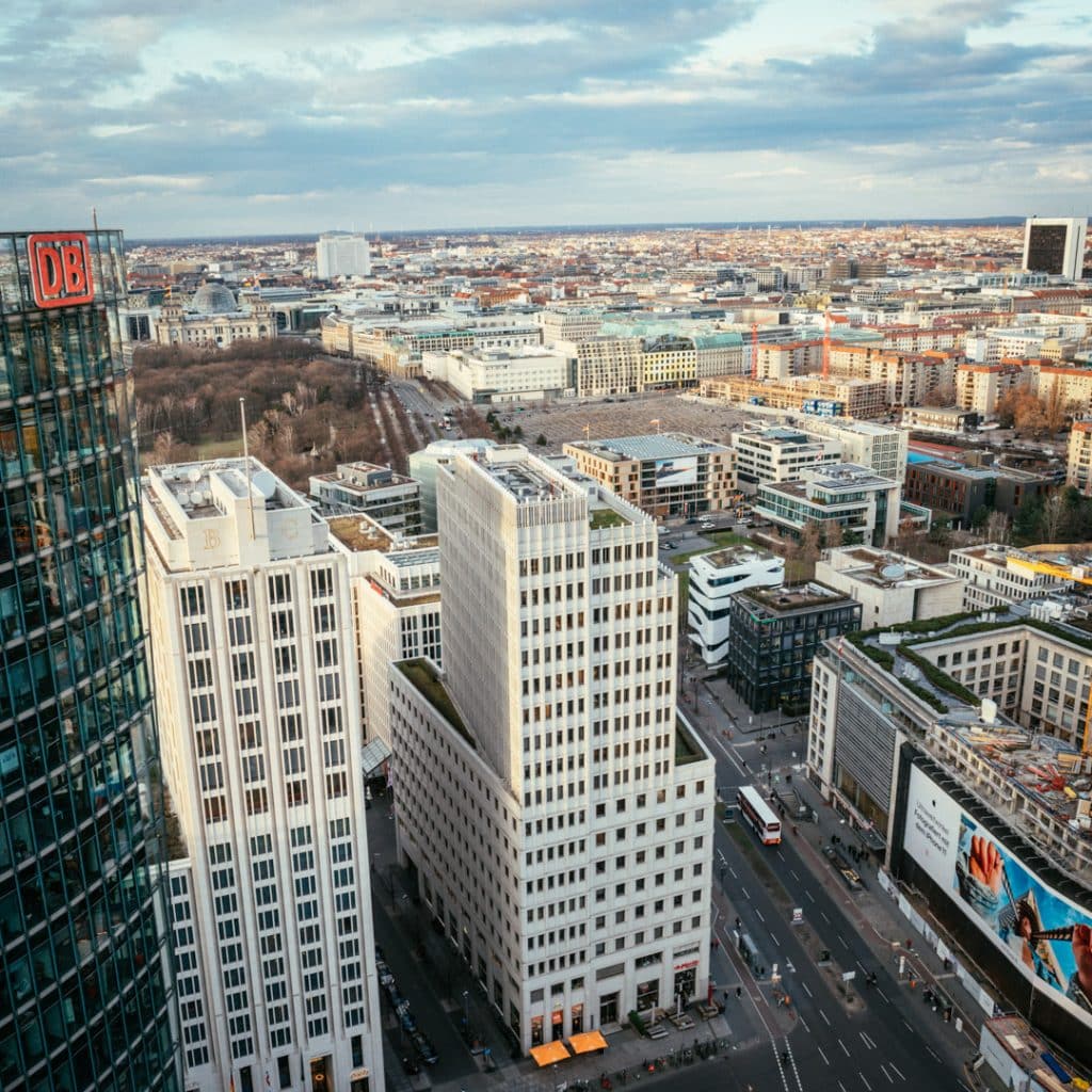 View from the Panorama Punkt of Berlin Mitte - the fastest elevator in Europe