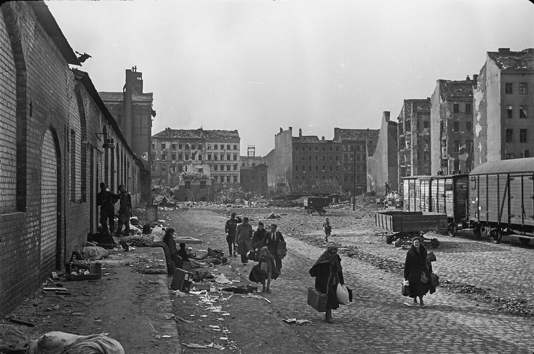 Civilians fleeing Berlin at the end of the Battle of Berlin 1945