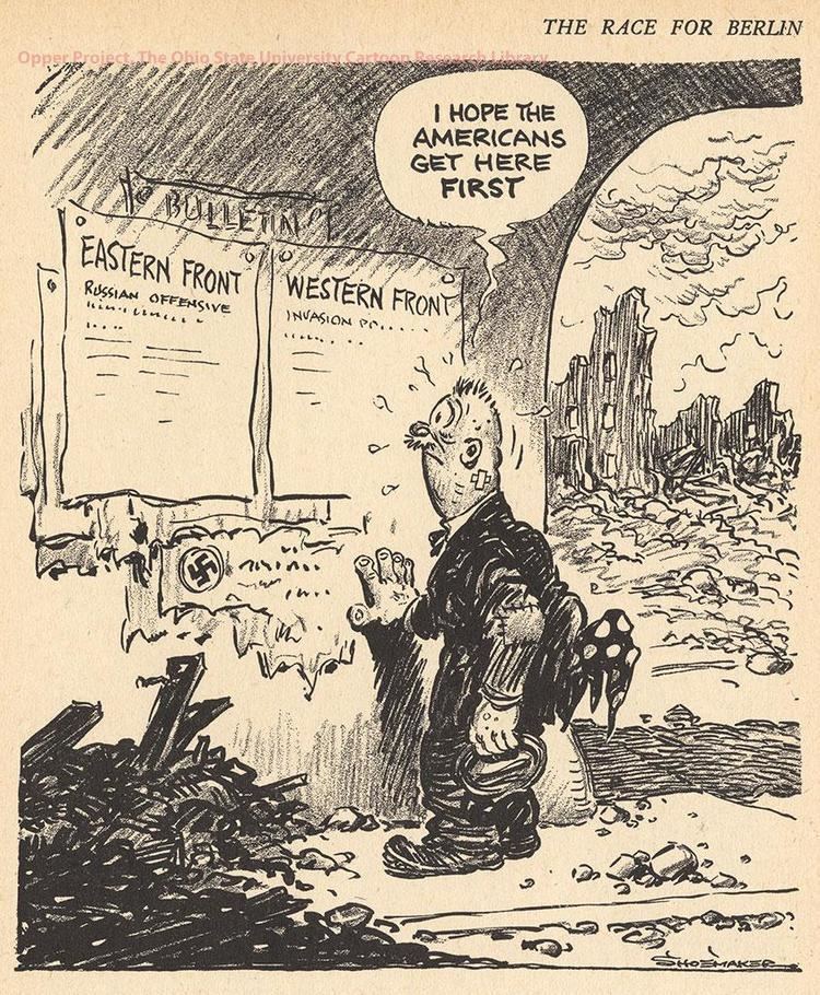 Cartoon depicting the race to Berlin