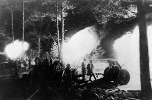 Soviet artillery commence bombardment of the Seelow Heights during the Battle of Berlin
