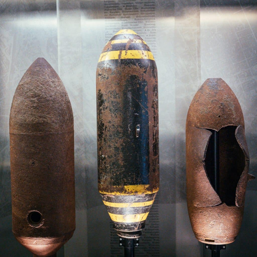 Allied Bombs on display at the Allied Museum