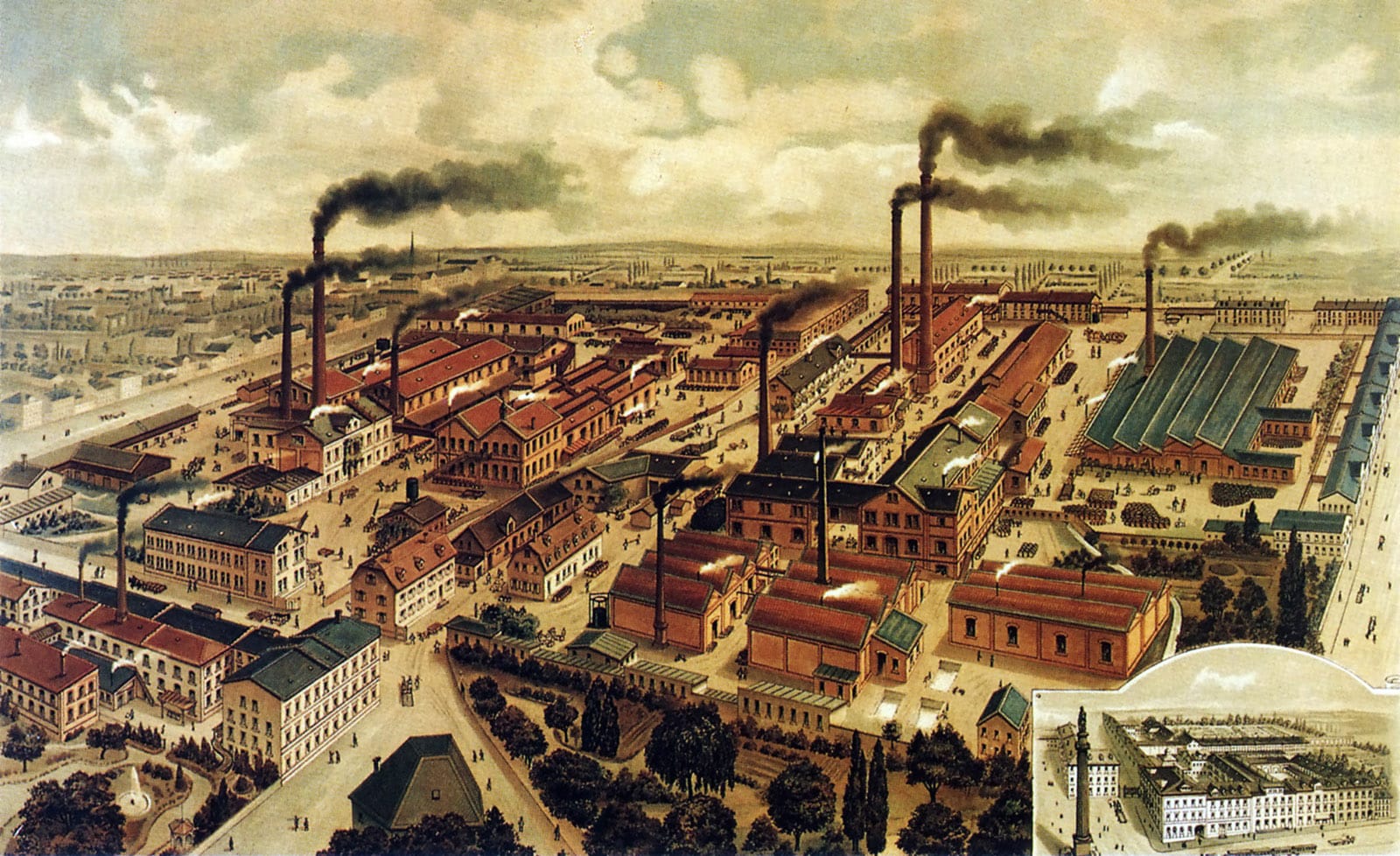 The Merck factory in Darmstadt - 1892 - home to the world's first phara-chemical company