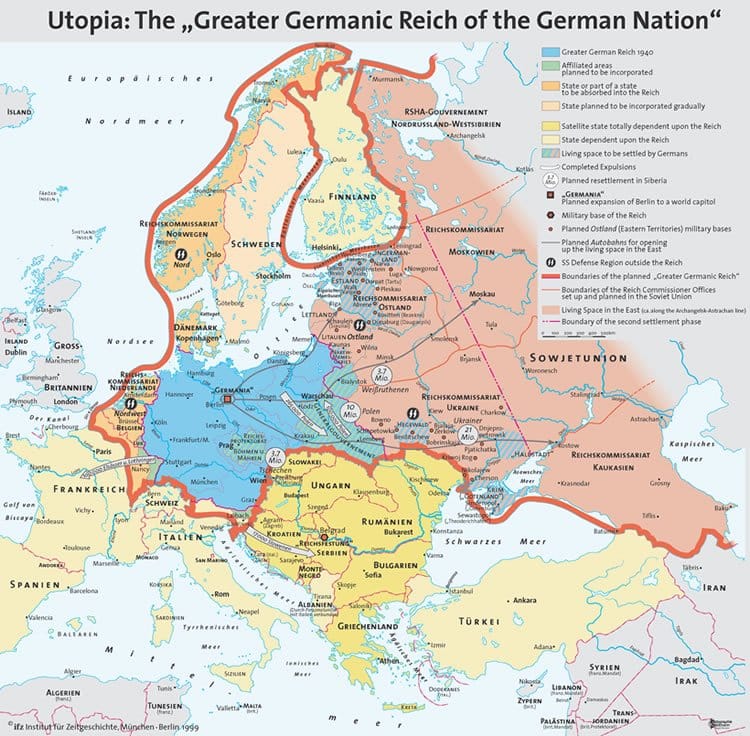 Map of the full extent of Hitler's plans for the Greater German Reich