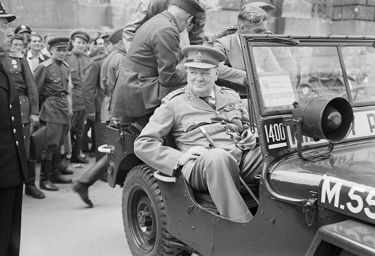 The Potsdam Conference - July 16th 1945 - Churchill Tours Berlin (pictured in front of the Reichstag)