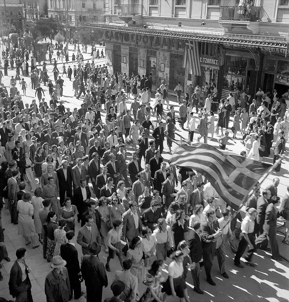 The Potsdam Conference - July 19th 1945 - Residents of Athens celebrating the liberation from the Axis powers, October 1944