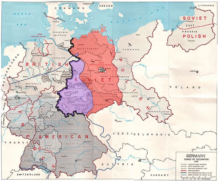 The Potsdam Conference - July 31st 1945 - Germany divided in 1945 with the territory acquired by Poland