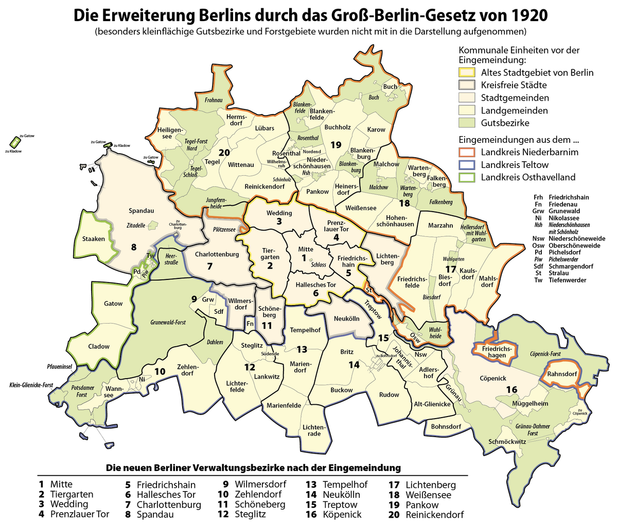 The expansion of Berlin as a result of the Greater Berlin Act of 1920 - Creative-Commons-Lizenz