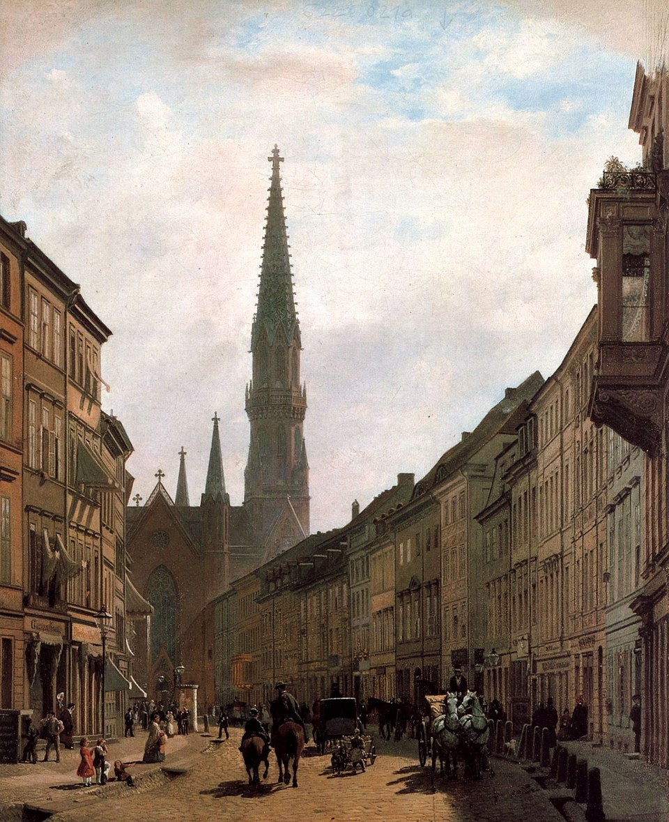Eduard Gaertner's painting of the Brüderstraße & Petrikirche in 1863 - Public Domain