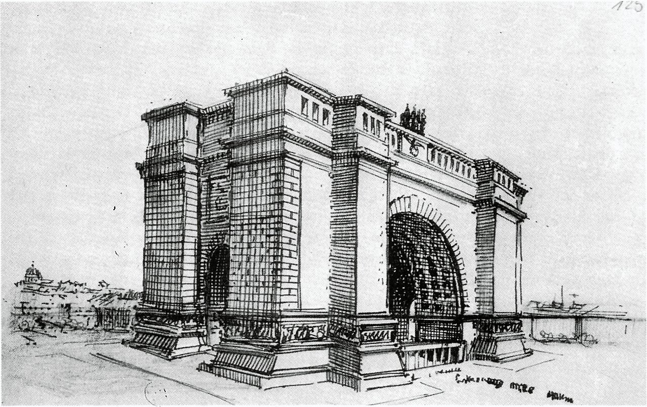 Hitler’s ink drawing of the Triumphal Arch for Germania from 1925 - Public Domain