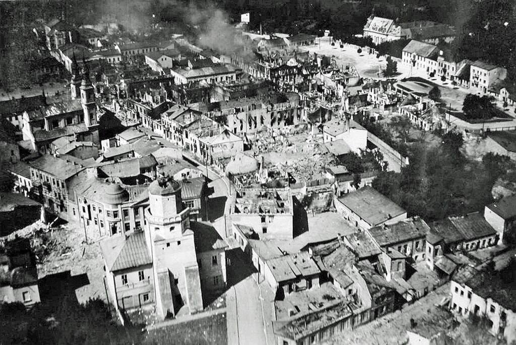 The Polish city of Wieluń after the bombing by the German Luftwaffe on September 1st 1939, the first day of the Second World War - Public Domain