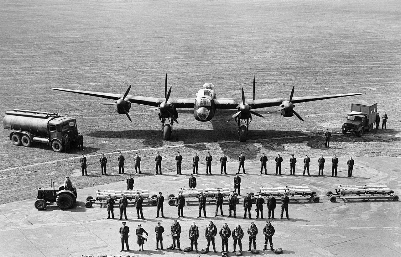 A graphic line-up of all the personnel required to keep one Avro Lancaster of RAF Bomber Command flying on operations (1942) - Public Domain