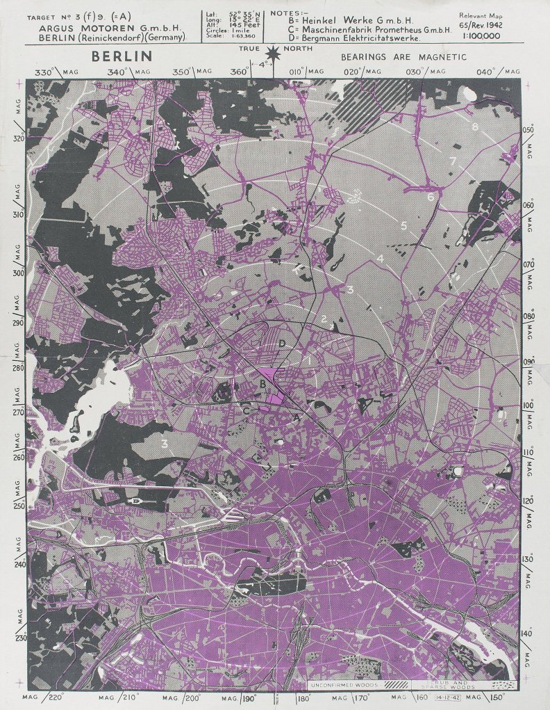 An RAF night bombing map of Berlin - issued in 1942 - Public Domain