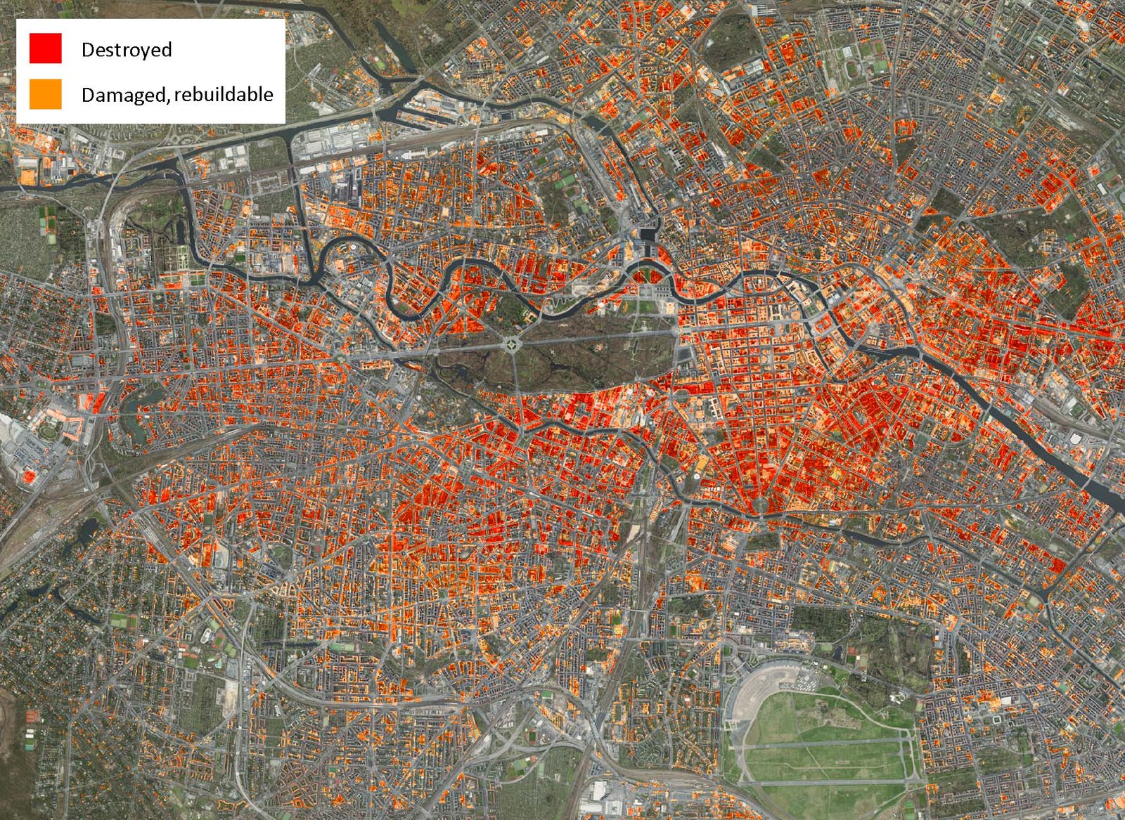 Second World War damage in Berlin as a result of the Allied bombing and Soviet invasion - Berlin Geoportal