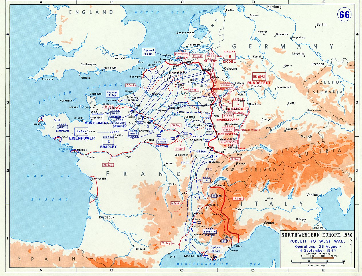 The advance of Western Allied forces between 26th August and 14th September 1944 - Public Domain