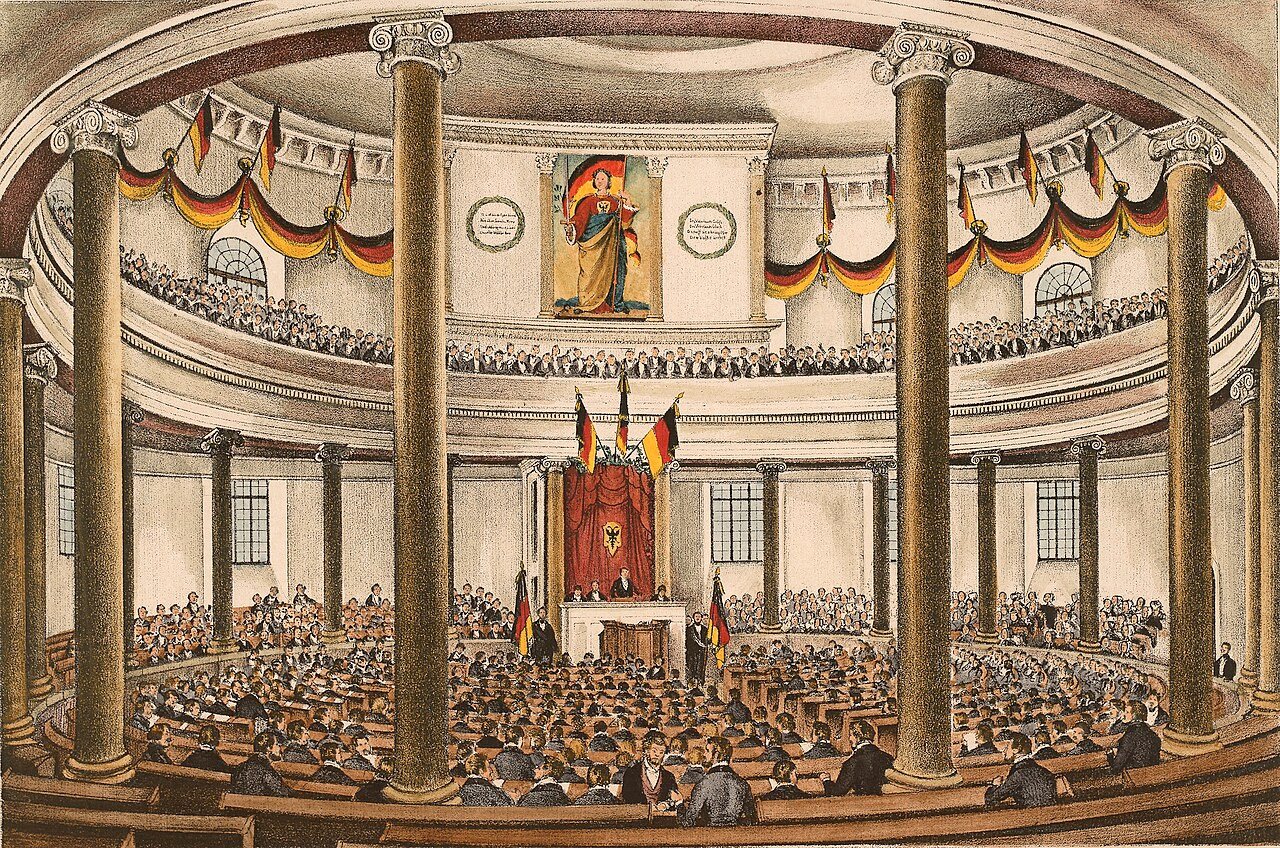 The opening of the Frankfurt Parliament in Frankfurt's Paulskirche in 1848 - Public Domain