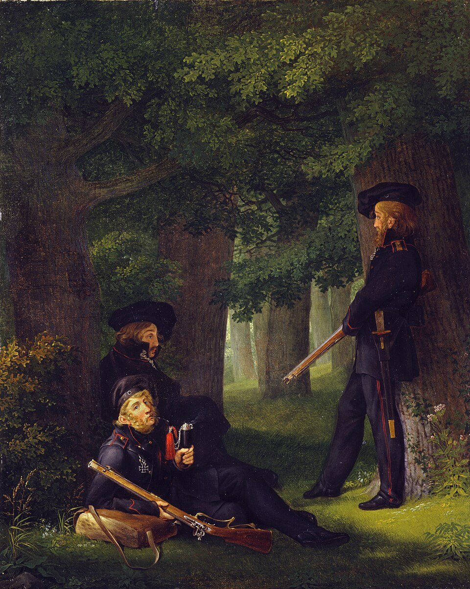Outpost Duty (1815) depicting members of the Lützow Free Corps - Public Domain