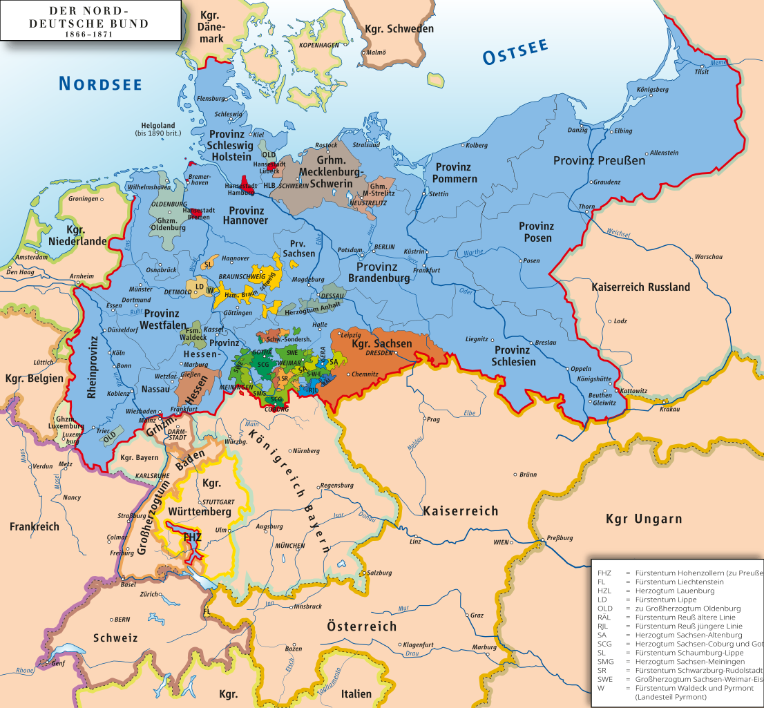 Map of North German Confederation 1866–1871 - Public Domain