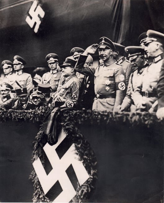 Crown Prince Wilhelm salutes at a Nazi parade in 1933 - Public Domain