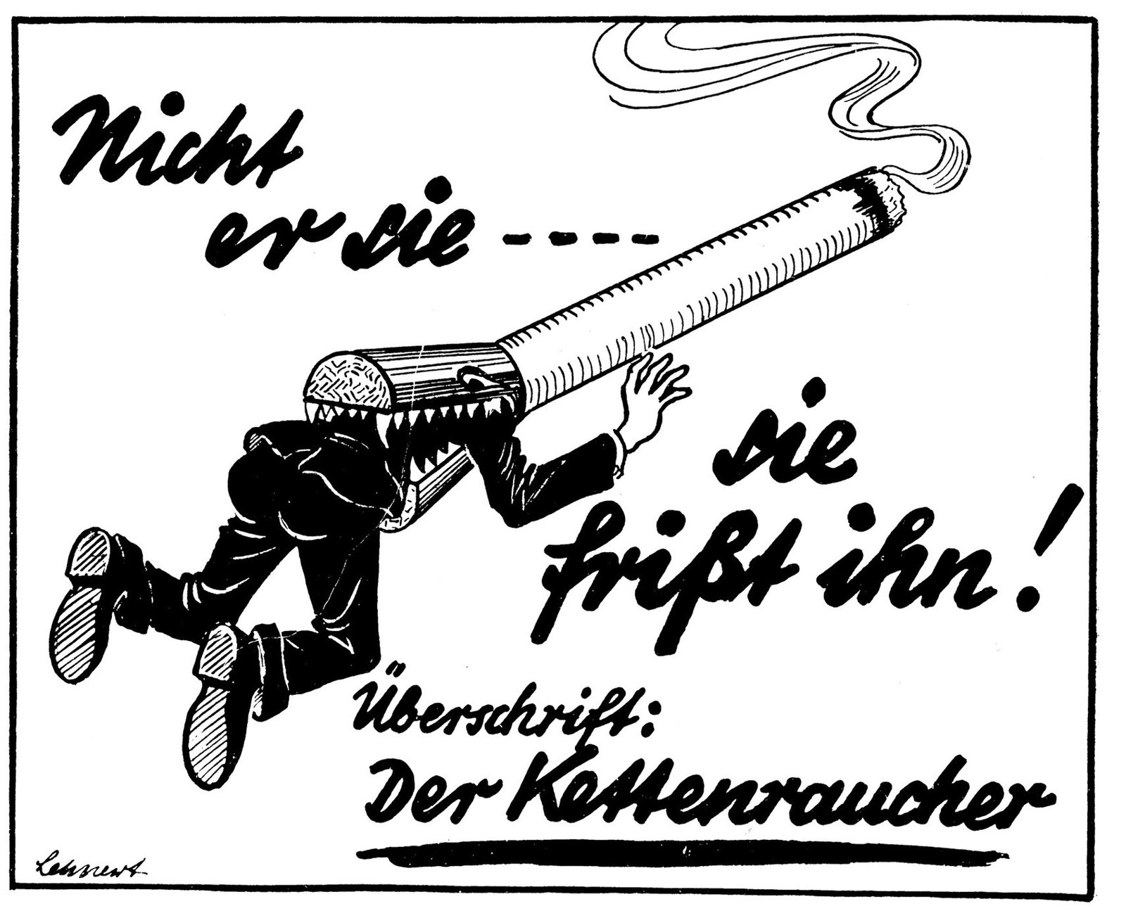 "He does not devour it; it devours him..." - Nazi anti-smoking campaign (1941) - Public Domain