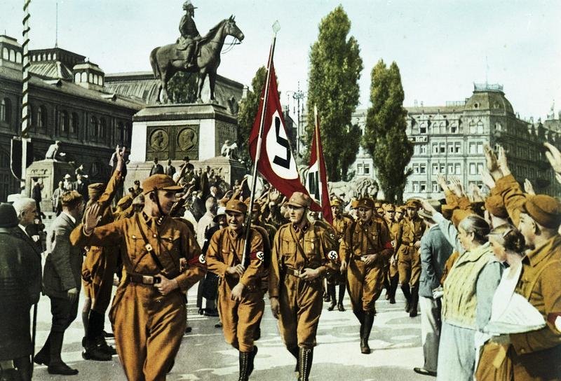 SA man, Horst Wessel, at the front of his troop in Nuremberg (1929) - Public Domain