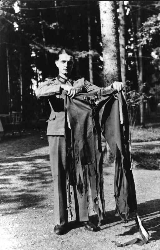 Hitler's trousers after the 1944 assassination attempt - Public Domain