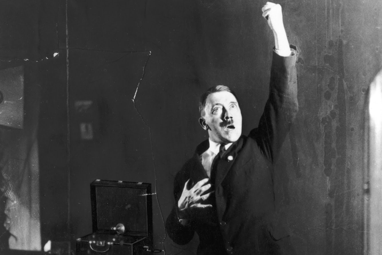 Adolf Hitler practicing his oratory skills - Public Domain