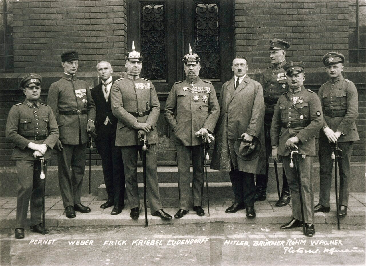 The Beer Hall Putsch conspirators during their trial - Ernst Röhm (second from left) - April 1st 1924 - Public Domain