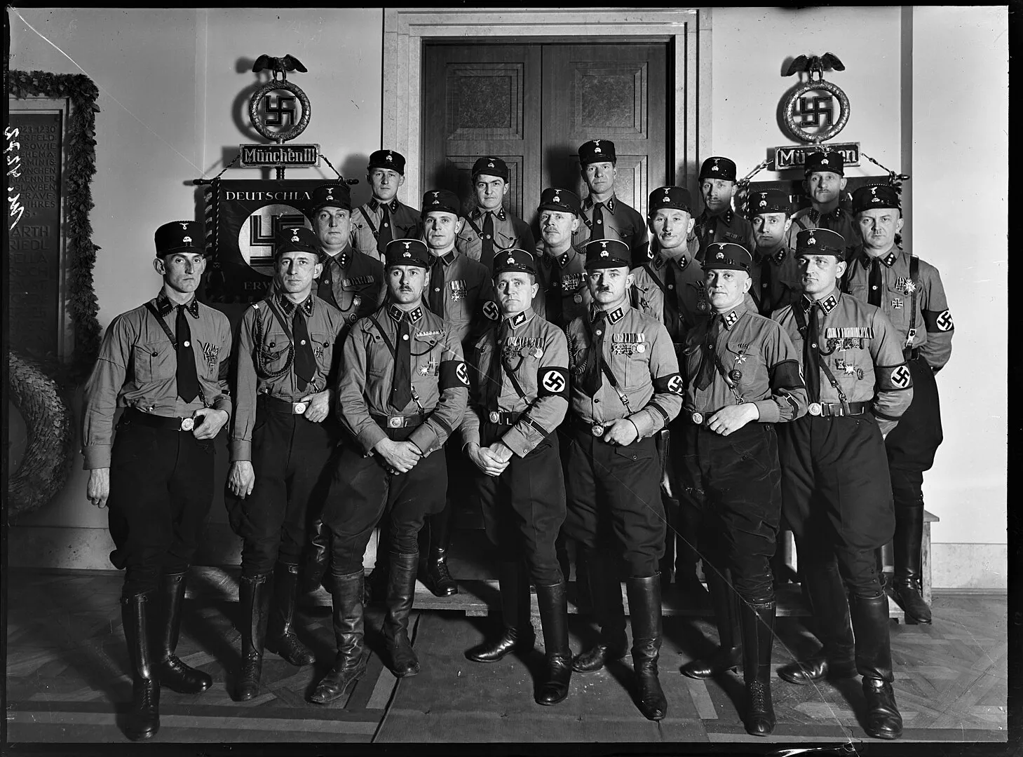 A group of SS men in uniform in Munich - Public Domain