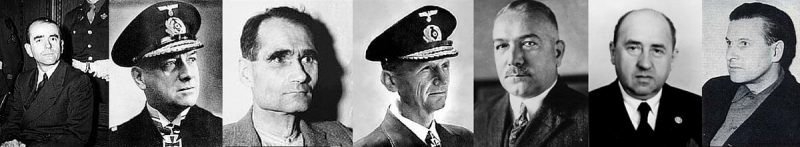The 'Spandau Seven' - Albert Speer; Erich Räder; Rudolf Hess; Karl Dönitz; Konstantin von Neurath; Walther Funk; Baldur von Schirach - Public Domain
