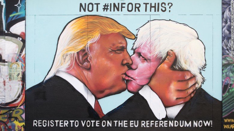 The Socialist Kiss in Bristol between Boris Johnson and Donald Trump - Public Domain